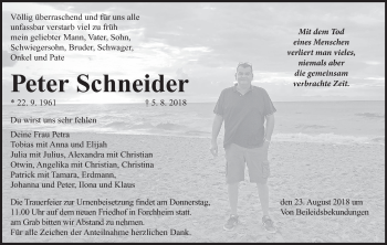 Anzeige von Peter Schneider von MGO