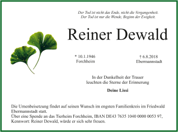 Anzeige von Reiner Dewald von MGO