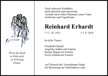 Anzeige von Reinhard Erhardt von MGO