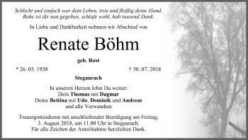 Anzeige von Renate Böhm von MGO