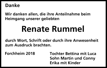 Anzeige von Renate Rummel von MGO