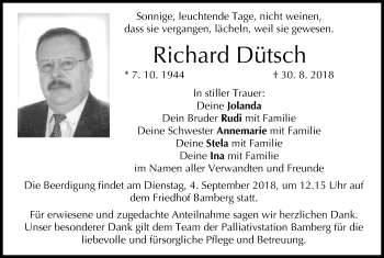Anzeige von Richard Dütsch von MGO