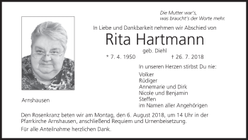 Anzeige von Rita Hartmann von MGO