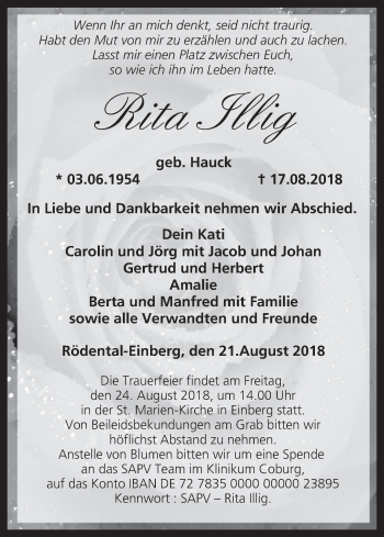 Anzeige von Rita Illig von MGO