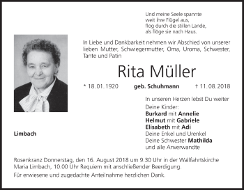 Anzeige von Rita Müller von MGO