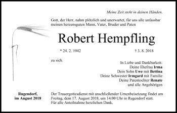 Anzeige von Robert Hempfling von MGO