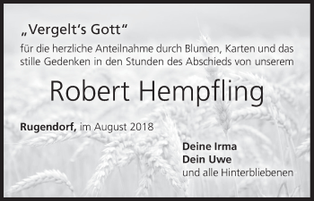 Anzeige von Robert Hempfling von MGO