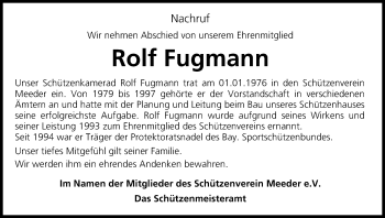 Anzeige von Rolf Fugmann von MGO