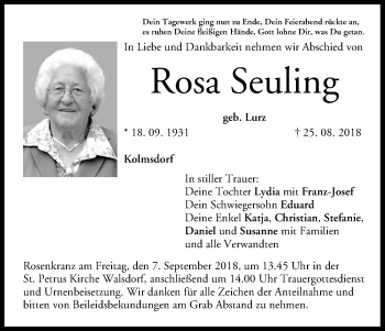 Anzeige von Rosa Seuling von MGO