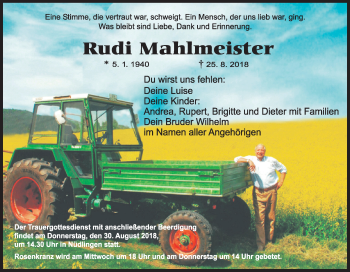 Anzeige von Rudi Mahlmeister von MGO
