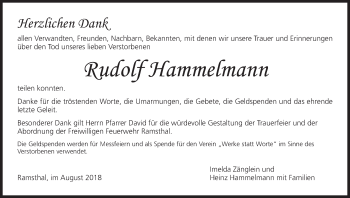 Anzeige von Rudolf Hammelmann von MGO