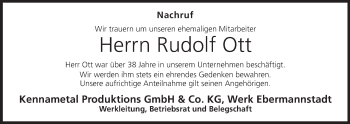 Anzeige von Rudolf Ott von MGO