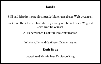 Anzeige von Ruth Krug von MGO