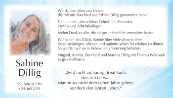 Anzeige von Sabine Dillig von MGO