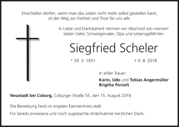 Anzeige von Siegfried Scheler von MGO
