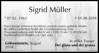 Anzeige von Sigrid Müller von MGO