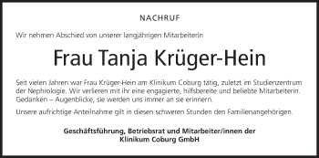 Anzeige von Tanja Krüger-Hein von MGO