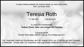 Anzeige von Teresia Roth von MGO