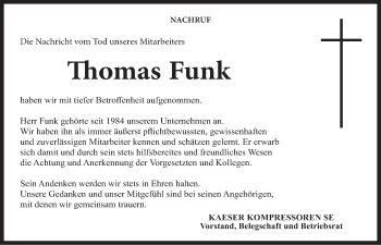 Anzeige von Thomas Funk von MGO