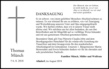 Anzeige von Thomas Münch von MGO