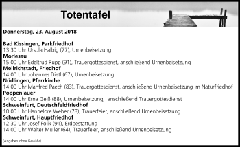 Anzeige von Totentafel vom 23.08.2018 von MGO