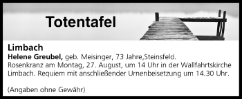 Anzeige von Totentafel vom 25.08.2018 von MGO