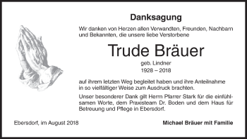 Anzeige von Trude Bräuer von MGO