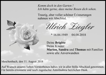 Anzeige von Ulrich Ziegler von MGO