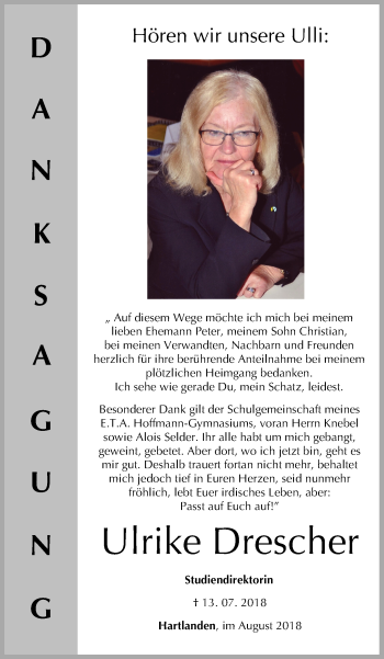 Anzeige von Ulrike Drescher von MGO