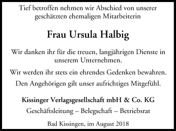 Anzeige von Ursula Halbig von MGO