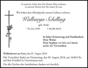 Anzeige von Walburga Schilling von MGO