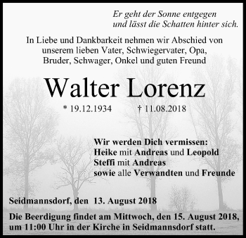 Anzeige von Walter Lorenz von MGO