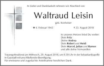 Anzeige von Waltraud Leisin von MGO