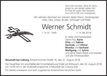 Anzeige von Werner Schmidt von MGO