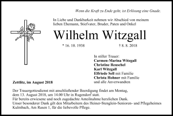 Anzeige von Wilhelm Witzgall von MGO
