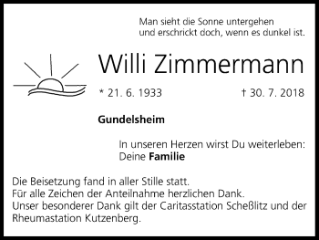 Anzeige von Willi Zimmermann von MGO