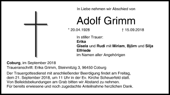 Anzeige von Adolf Grimm von MGO