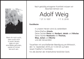 Anzeige von Adolf Weig von MGO