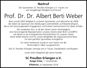 Anzeige von Albert Berti Weber von MGO