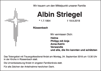 Anzeige von Albin Striegel von MGO