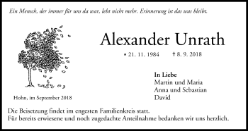 Anzeige von Alexander Unrath von MGO
