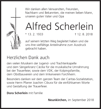 Anzeige von Alfred Scherlein von MGO