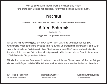 Anzeige von Alfred Schrenk (Foto: Archiv/Ulrike Müller) von MGO
