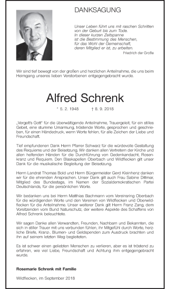 Anzeige von Alfred Schrenk von MGO