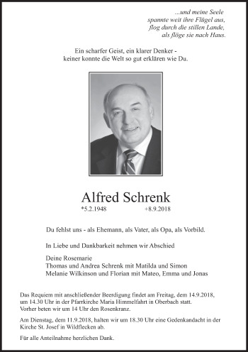 Anzeige von Alfred Schrenk (Foto: Archiv/Ulrike Müller) von MGO