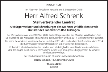 Anzeige von Alfred Schrenk (Foto: Archiv/Ulrike Müller) von MGO