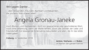 Anzeige von Angela Gronau-Janeke von MGO