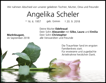 Anzeige von Angelika Scheler von MGO