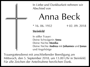 Anzeige von Anna Beck von MGO