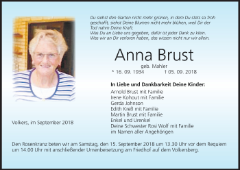 Anzeige von Anna Brust von MGO